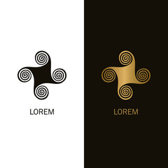 Obraz premium Abstract spiral logo design. Windmill icon isolated vector concept.