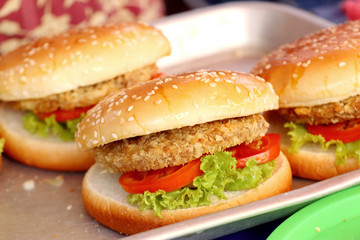 Hamburger pork at street food