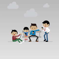 Group of people using electronics devices