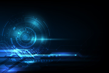 vector visualization technology abstract, blue head up display automation futuristic