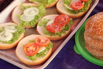 Hamburger pork at street food