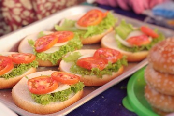 Hamburger pork at street food