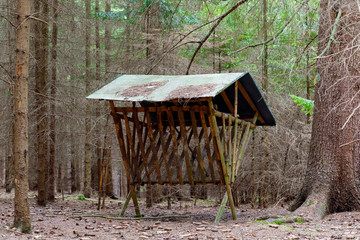 Feeder with roof for roe deer