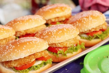 Hamburger pork at street food