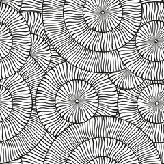Vector black and white round elements seamless pattern.