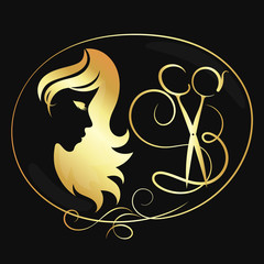 Beauty salon symbol golden