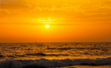 Fototapeta premium sunset in santorini greece