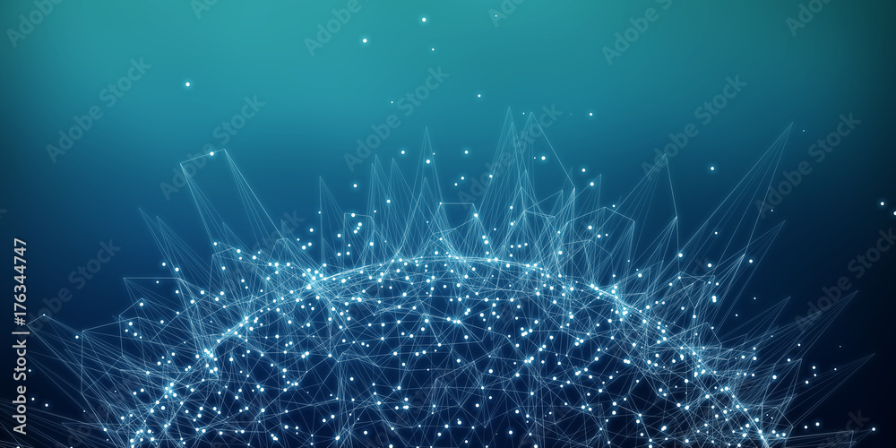 Leinwandbilder flying network connection interface 3d rendering
