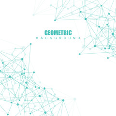 Geometric abstract background with connected line and dots. Structure molecule and communication. Scientific concept for your design. Medical, technology, science background. Vector illustration.