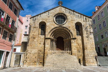 Fototapeta na wymiar Sao Tiago Romanesque Style Church in Coimbra, Portugal