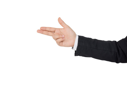 Isolated on White of Right Hand Shooting in Business and Technology Concept with Clipping Path Selection