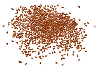 Flax seeds isolated on white background. Top view.