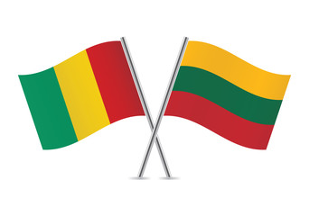 Guinea and Lithuania flags.Vector illustration.