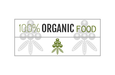 Organic food. Badge, label for healthy eating, berry icon. Illustration