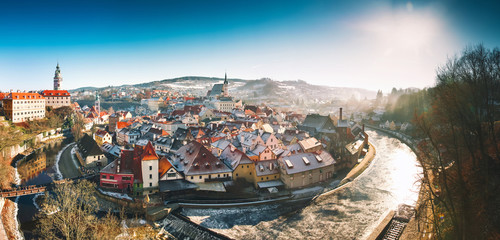 Cesky Krumlov in winter, Czech Republic, Europe