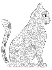 Cat Coloring book raster for adults
