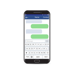 Smartphone black chatting sms app template bubbles, black and white theme. Place your own text to the message clouds. Compose dialogues using samples bubbles! Eps 10 format