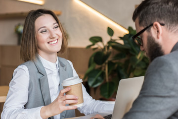 business partners drinking coffee