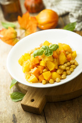 Carrot and pumpkin curry with chickpeas
