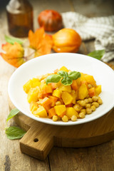 Carrot and pumpkin curry with chickpeas