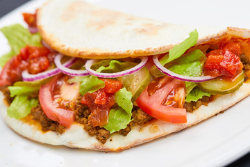 sandwich wrap with meat and vegetables