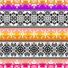 Ethnic seamless pattern. Striped background. Pixel navajo ornament.