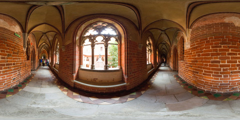 Malbork, Polish, July 29 2016: Full 360 degree equirectangula panorama The Castle of the Teutonic...