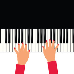 woman hand on piano illustration