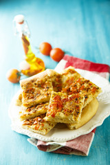 Focaccia bread with tomatoes and garlic