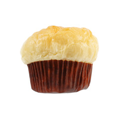 soft bread on paper cup isolated on white