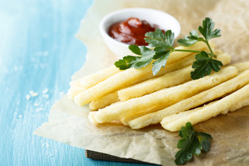Homemade bread sticks with herbs
