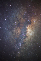 Close up of Milky way galaxy with stars and space dust in the universe, Long exposure photograph, with grain.