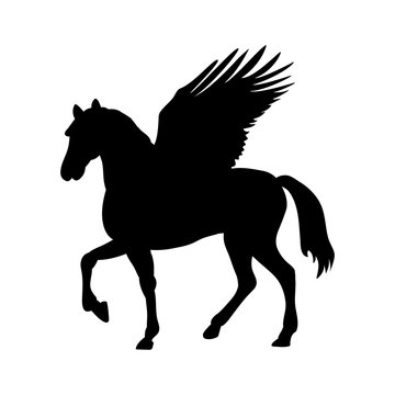 Pegasus silhouette mythology symbol fantasy tale.