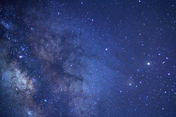 Milky way galaxy with stars and space dust in the universe, Long exposure photograph, with grain.