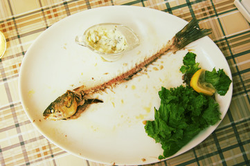 Dinner leftovers in plate