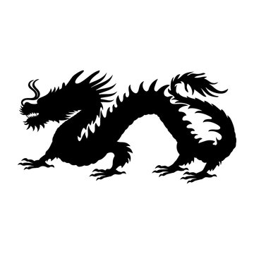 Chinese dragon silhouette symbol traditional China