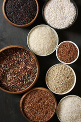Various rice in bowls