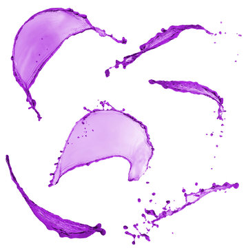 Beautiful collection of purple splashes isolated