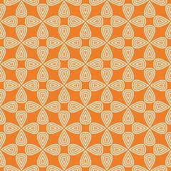 Tapeten Orange Orangefarbene geometrische Verzierung. Nahtloses Muster für Web, Textilien und Tapeten