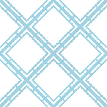 White And Navy Blue Geometric Ornament. Seamless Pattern For Web, Textile And Wallpapers