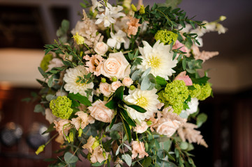 Beautiful flower composition on the dark background