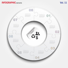 Round puzzle with 8 steps, vector infographics