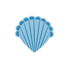 Shell icon in flat cartoon style on isolated white background. Simple vector illustration of seashell.