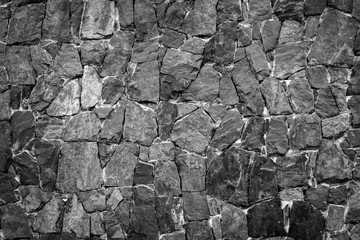 Black and white scene stone wall background texture