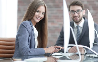 woman Manager communicates with the client