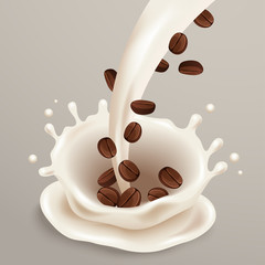 Milk Splash with ingredients : Vector Illustration