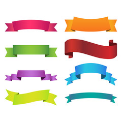 Obraz premium Ribbon set color on white background.