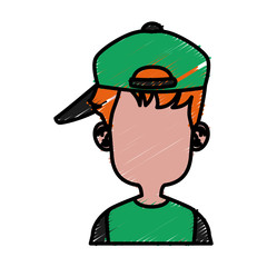 Boy faceless with hat cartoon icon vector illustration graphic design