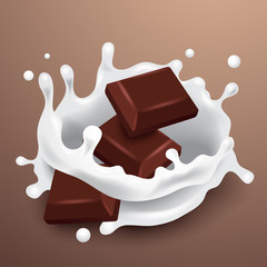 Milk Splash with ingredients : Vector Illustration