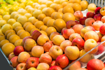 Shelf with fruits on a farm market